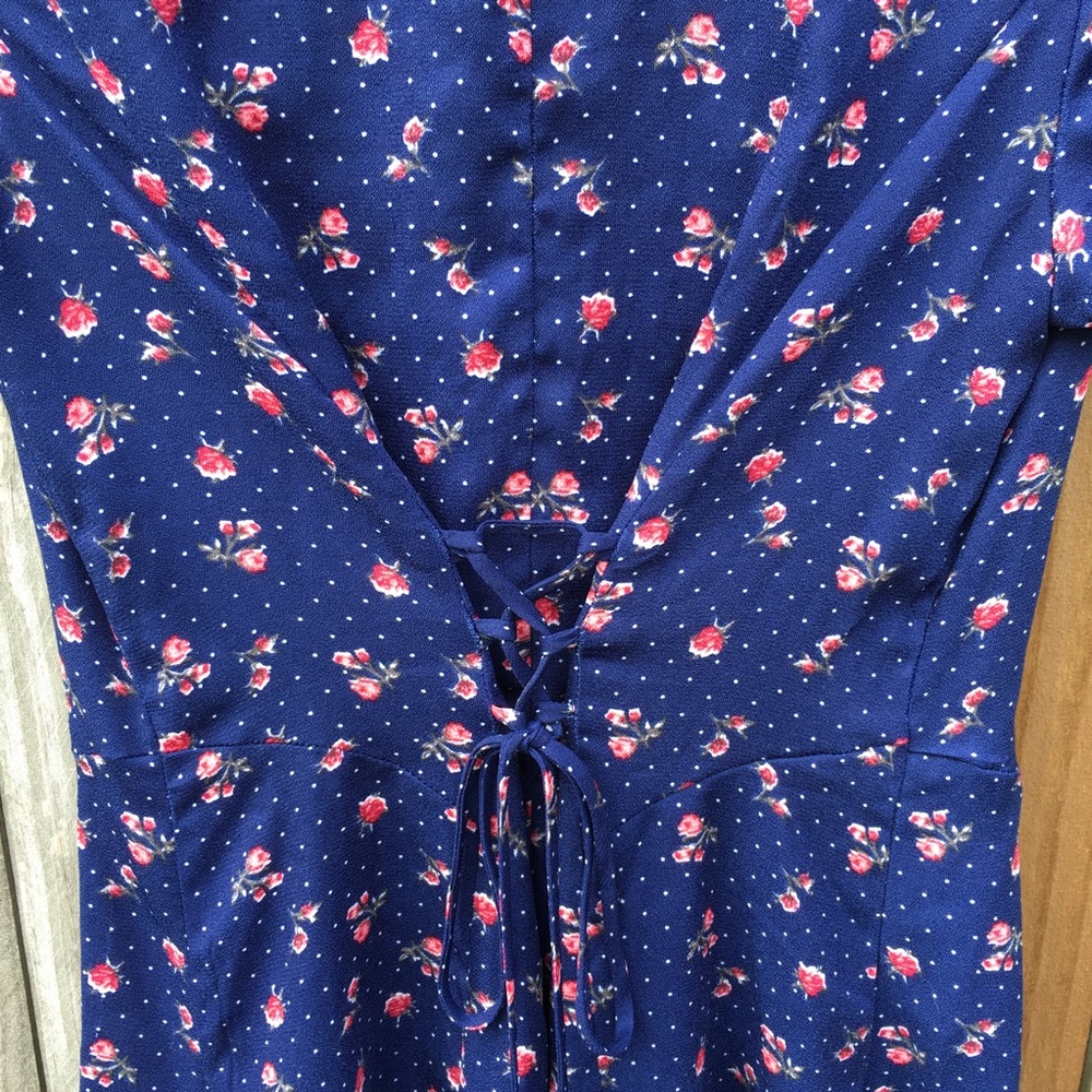 Floral Corset Back Dress w/ Pockets - Picture 3 of 8